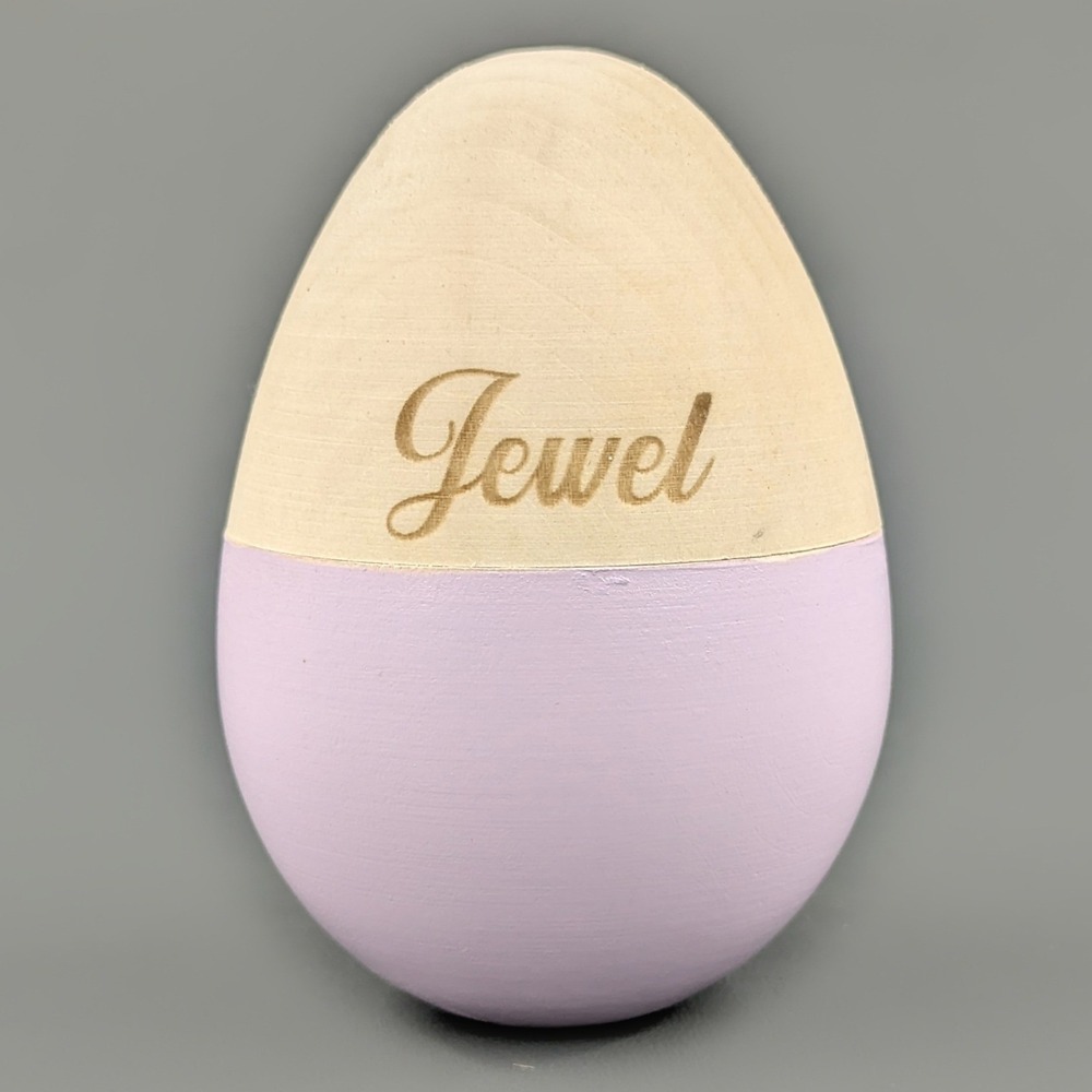 Jewel Personalized Wooden Easter Egg Lavender Painted Trinket Box Decor